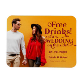 Gratis drycker rolig avslappnad bröllopsinbjudan magnet