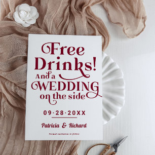 Gratis Drycker Roligt Ledigt Bröllop Spara Datum Inbjudningar