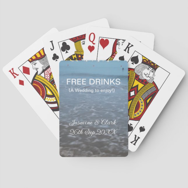 Gratis drycker spara datum strand bröllop lägg til casinokort (Baksidan)