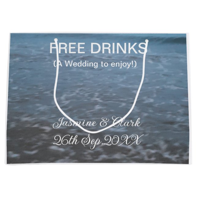 Gratis drycker spara datum strandbröllop lägg till (Framsidan)