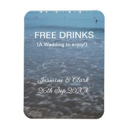 Gratis drycker spara datum strandbröllop lägg till magnet