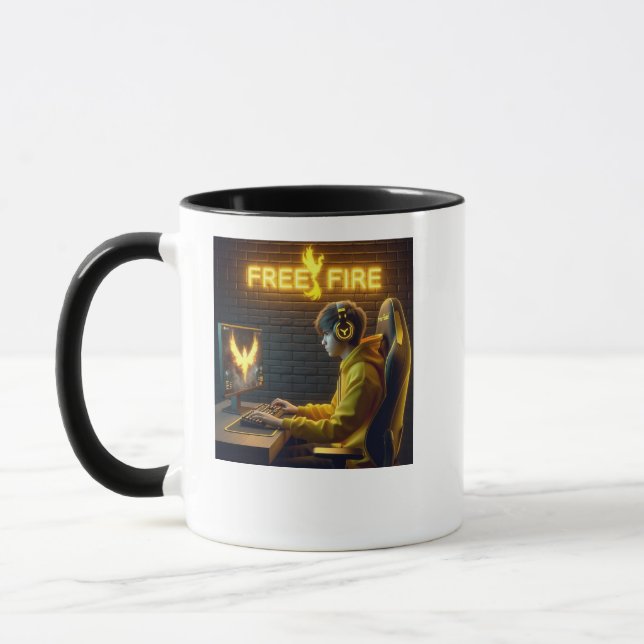 GRATIS ELD-spelare Mugg - Free Fire V-logotyp kaff (Vänster)