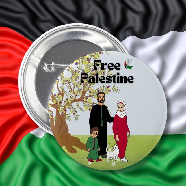 Gratis familjekatt för Palestina Flagga Dove Olive Knapp (Skapare uppladdad)