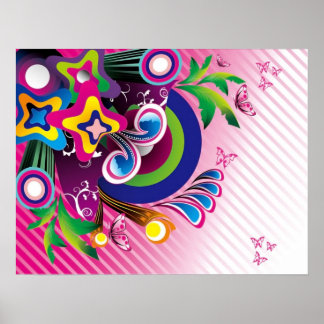 Gratis fantastisk färgstark bakgrundsvektorgrafik poster