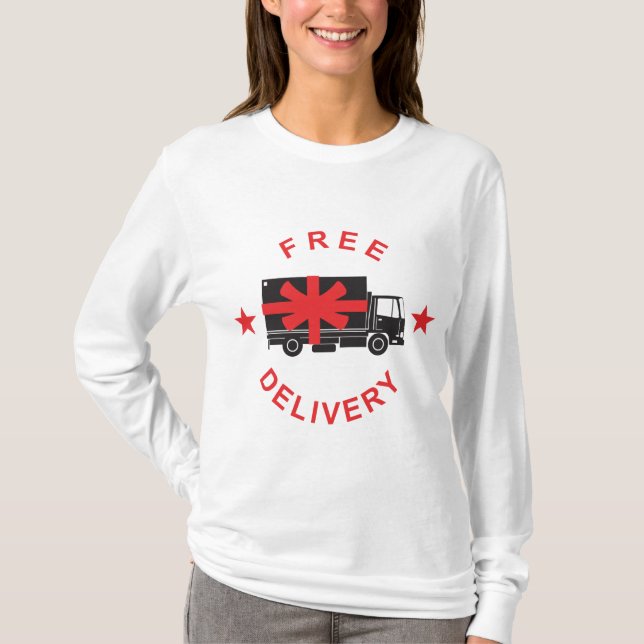 Gratis frakt leverans lastbil t shirt (Framsida)