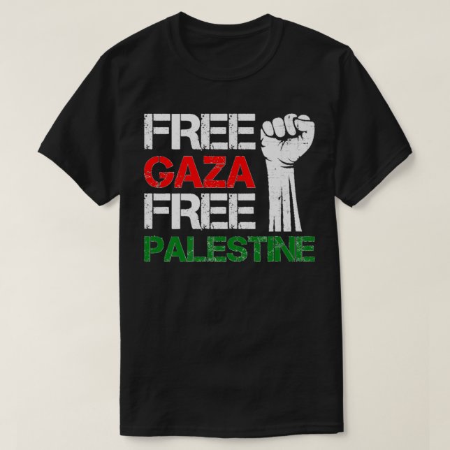 Gratis Gaza-Palestina: Vi står med Palestina T Shirt (Design framsida)