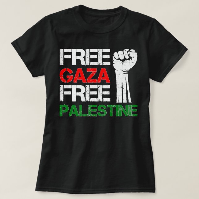 Gratis Gaza-Palestina: Vi står med Palestina T Shirt (Design framsida)
