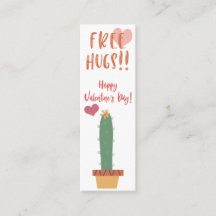 Gratis Hugs!  Cactus Valentine Mini Bookmark