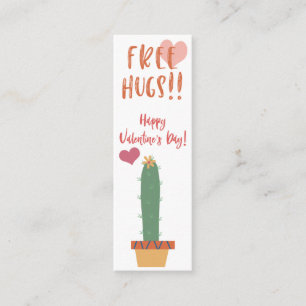 Gratis Hugs! Cactus Valentine Mini Bookmark Visitkort