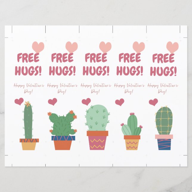 Gratis Hugs! Funny Valentines Day Bookmark (Framsida)