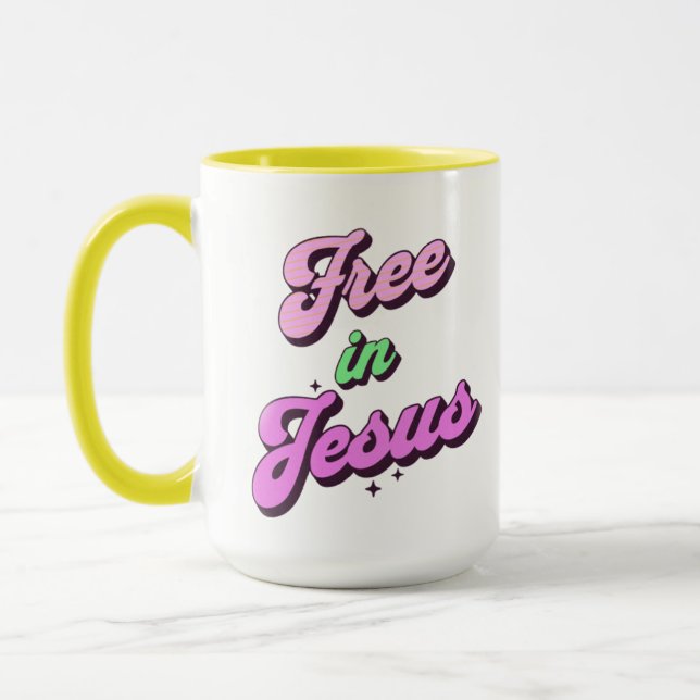 Gratis i Jesus Retro Stil inspiration Mugg (Vänster)