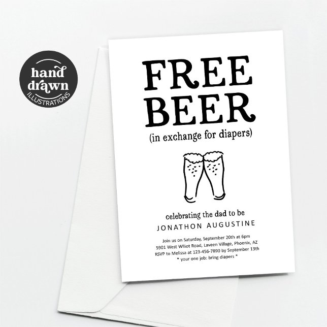 Gratis inbjudan till Beer Funny Diaper Party (Skapare uppladdad)