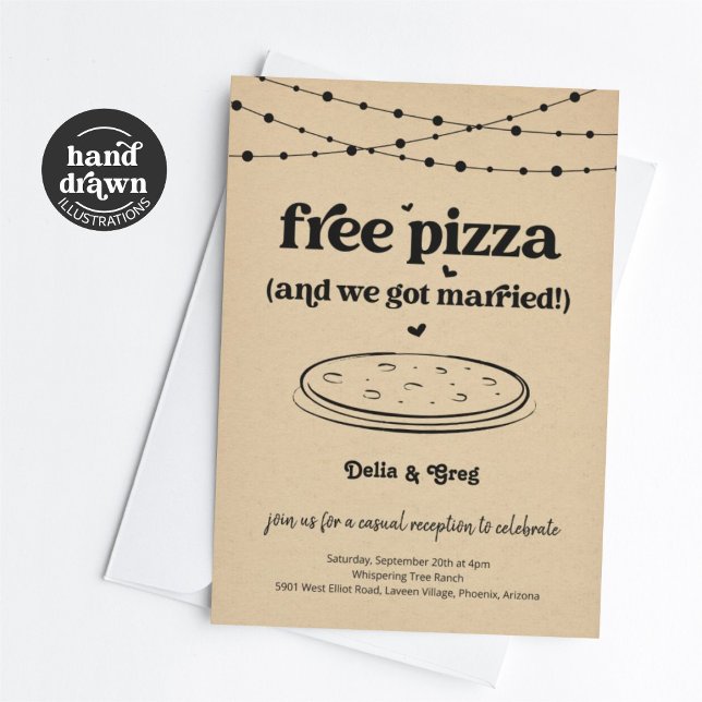Gratis inbjudan till Pizza-funny bröllopsmottagnin (Skapare uppladdad)