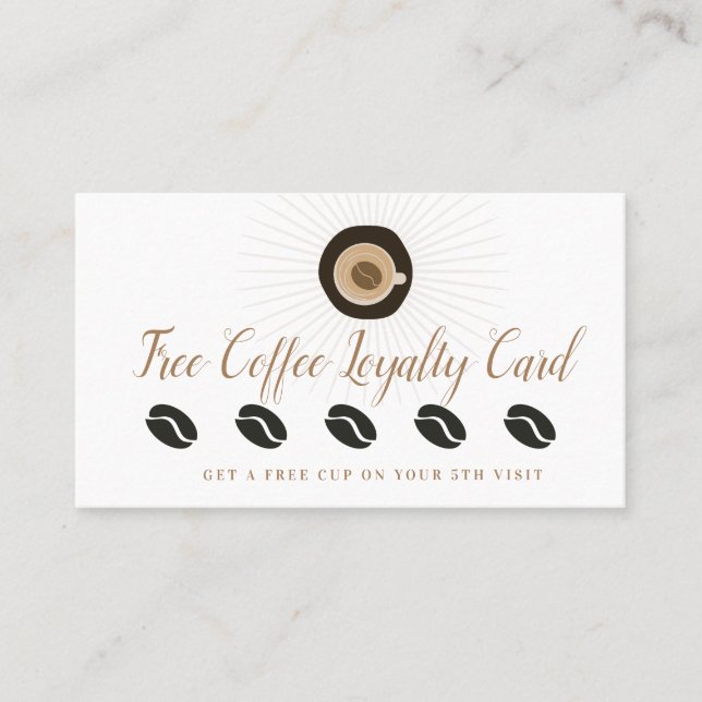 Gratis kaffe belöning lojalitet ren visitkort (Framsida)