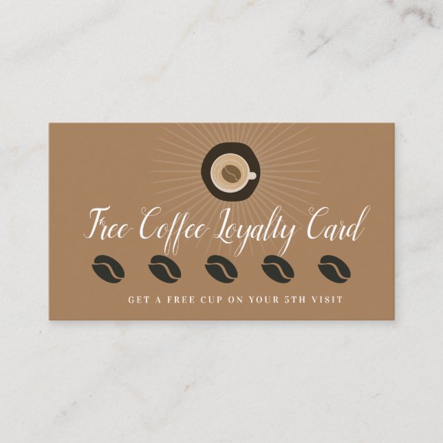 Gratis kaffe belöning lojalitet  visitkort (Framsida)