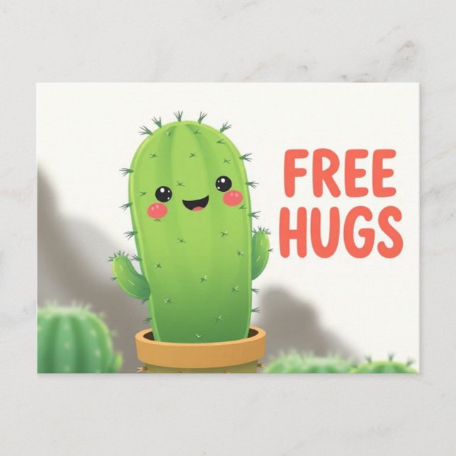 Gratis kramar från kaktus Söt Kawaii vykort  (Framsida)