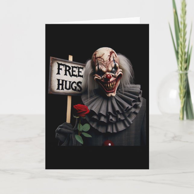 Gratis Kramar Skrämmande Clown Alla Hjärtans Dag H Kort (Framsida)