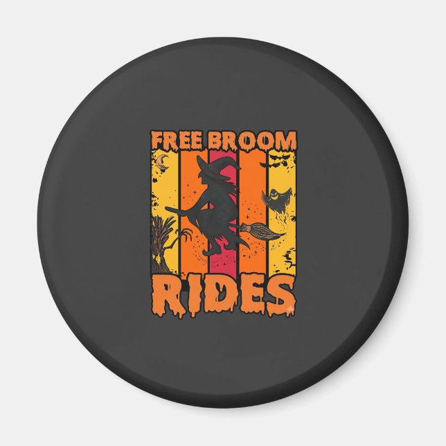 Gratis Kvast Resor Halloween Flygande Häxa Spök Fl Magnet (Framsidan)