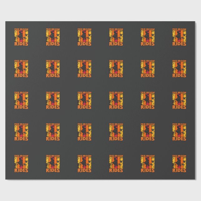 Gratis Kvast Resor Halloween Flygande Häxa Spökdju Presentpapper (Platt)