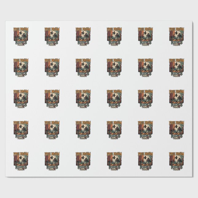 Gratis Kvast Resor Halloween Häxa Katt Döskallar_1 Presentpapper (Platt)