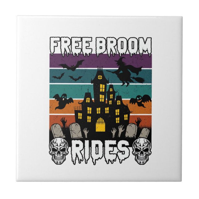 Gratis Kvast Resor Halloween Spökhus Häxa Sku Kakelplatta (Framsidan)