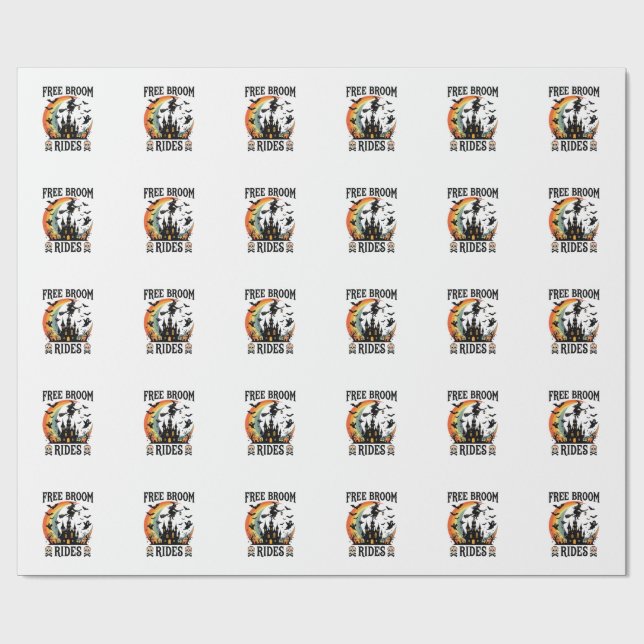 Gratis Kvast Turer Halloween Häxa Spök Slott Sk Presentpapper (Platt)
