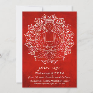 Gratis lunchmeditation Shakyamuni Buddha Röd Inbjudningar