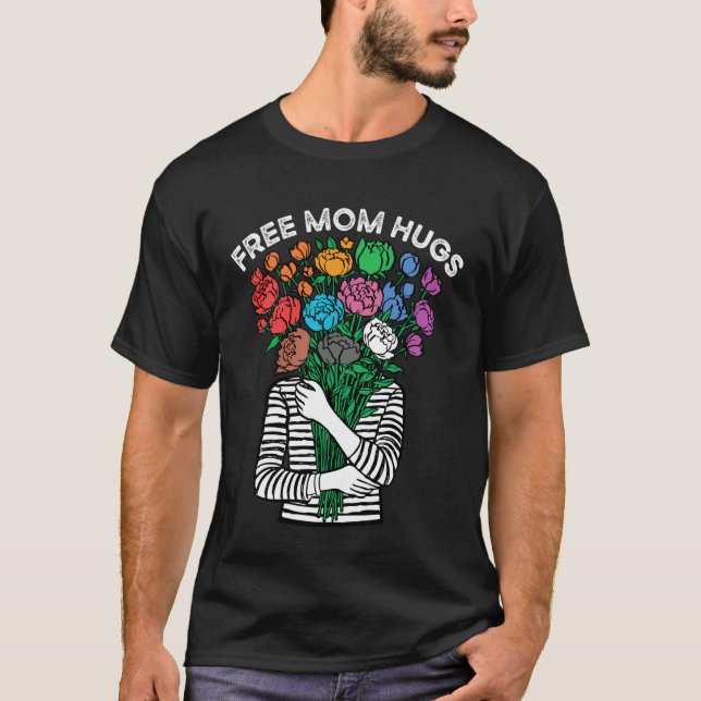 Gratis Mamma Kram HBTQ Pride Allierad Regnbåge Vil T Shirt (Framsida)