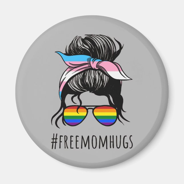 Gratis Mamma Kram IV - Rödt Osett Regnbåge Gay Tra Magnet (Framsidan)