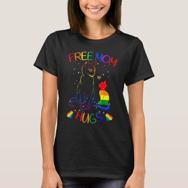 Gratis Mamma Kram Lgb Katt Gay Pride Regnbåge Esse T Shirt (Framsida)