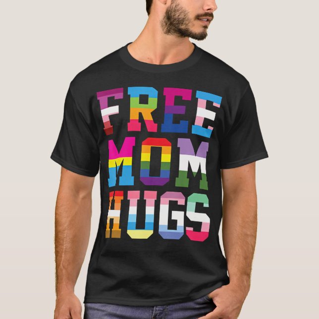 Gratis Mamma Kram Lgbt Pride Parader Regnbåge T Shirt (Framsida)