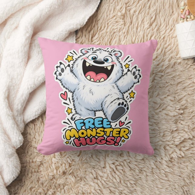 🤗❄️ Gratis monsterkramar! – Söt Yeti-kudde 💖✨ Kudde (Filt)