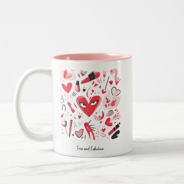 Gratis och fantastisk Alla hjärtans dag-mugg Två-Tonad Mugg (Vänster)