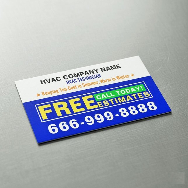 Gratis offerter slogans | Professionell HVAC Magnetiska Visitkort (Heating, Ventilation & Air Conditioning - HVAC Standard Business Cards Templates)