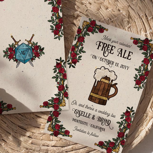 Gratis Öl Röda Rosor RPG-tema Bröllop Spara Datumet (Skapare uppladdad)