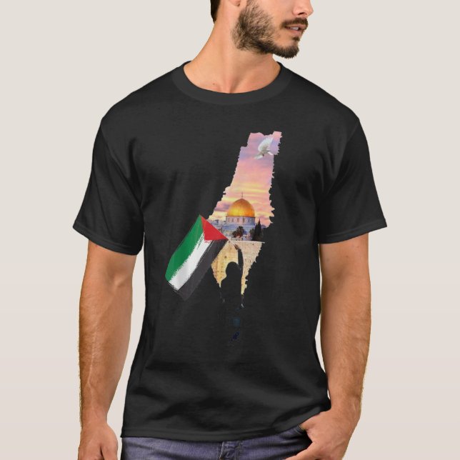Gratis Palestina Karta Flagga Jerusalem_s City Sup T Shirt (Framsida)