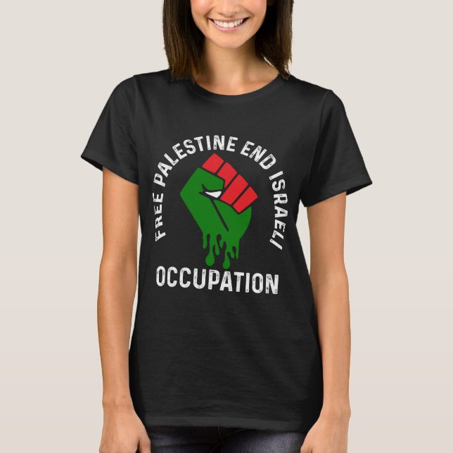 Gratis Palestina, stöd Palestina, fritt Gaza T Shirt (Framsida)
