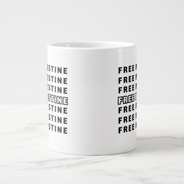 GRATIS PALESTINE Repetera texttypografi Jumbo Mugg (Framsidan)