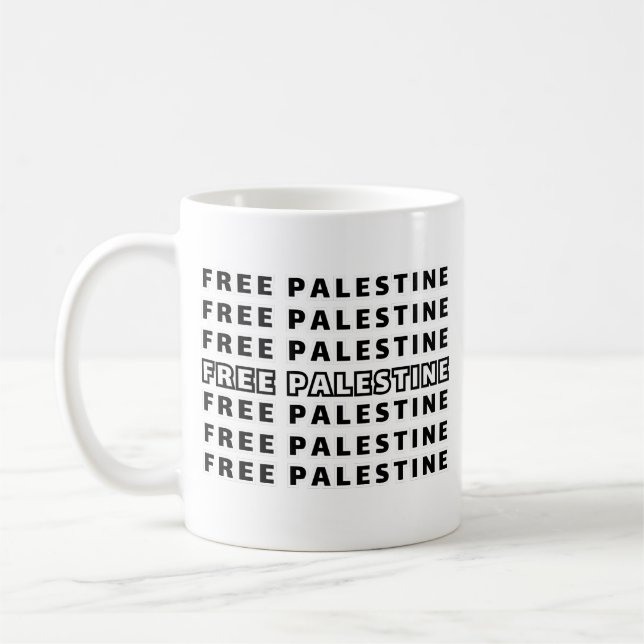 GRATIS PALESTINE Repetera texttypografi Kaffemugg (Vänster)