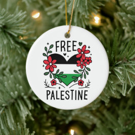 Gratis palestinska flagga julgransprydnad keramik