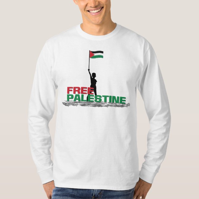 Gratis palestinska, palestinska, palestinska flagg t shirt (Framsida)