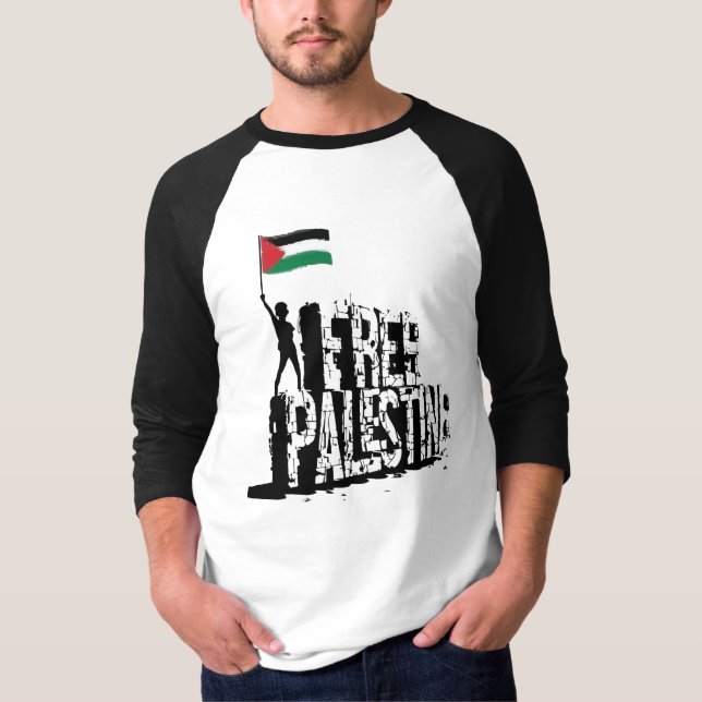 Gratis palestinska, palestinska, palestinska flagg t shirt (Framsida)