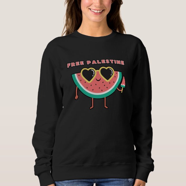 Gratis palestinska Watermelon Palestine söt färglö T Shirt (Framsida)