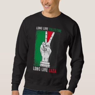 Gratis palestinskt uppehåll med Gazas Flagga Lång  Ärmad Tröja