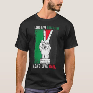 Gratis palestinskt uppehåll med Gazas Flagga Lång T Shirt