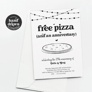 Gratis pizza rolig årsjubileumspartaj invitation inbjudningar