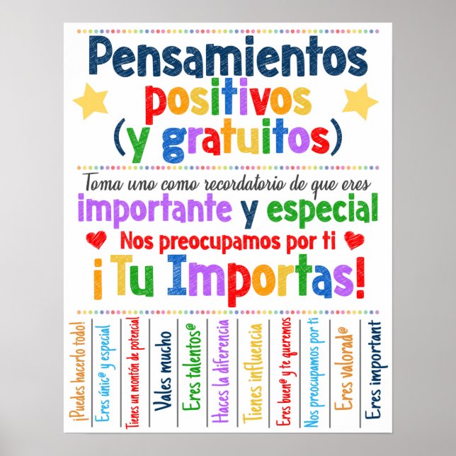 Gratis positiva tankar spanska Poster (Framsidan)