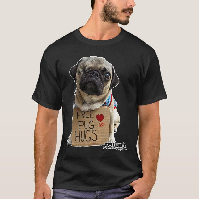 Gratis Pug Kramar Klassisk  341 T Shirt (Framsida)