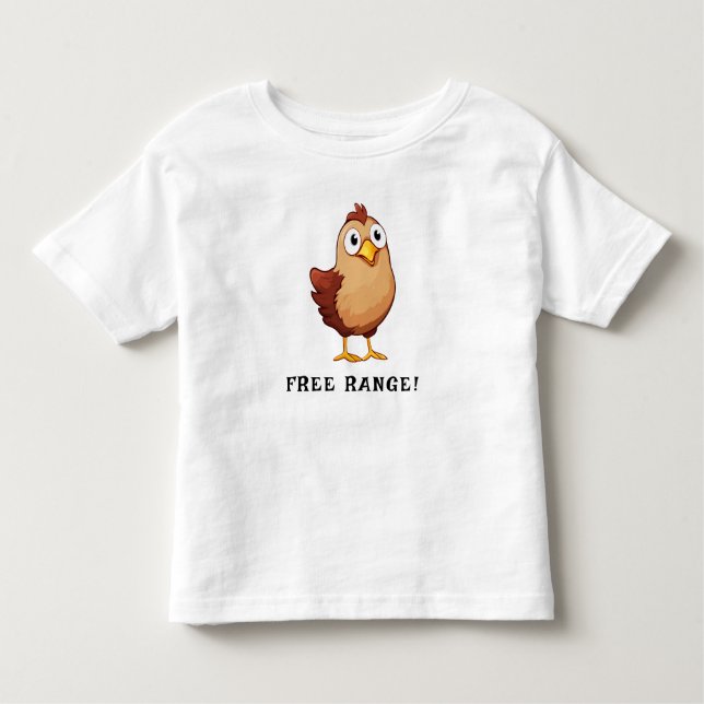 Gratis Range Cute Adsible Brown Chicken T Shirt (Framsida)