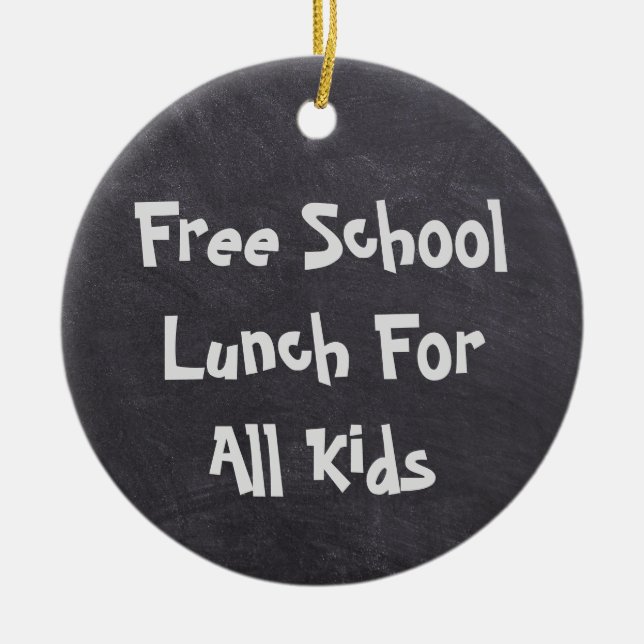 Gratis skolmåltid för alla barn julgransprydnad keramik (Framsidan)